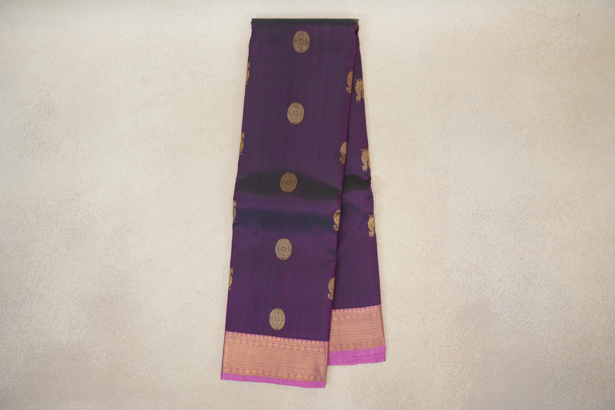 Dual Tone of Bottle Green and Pink Vintage Kanjivaram Silk Saree online