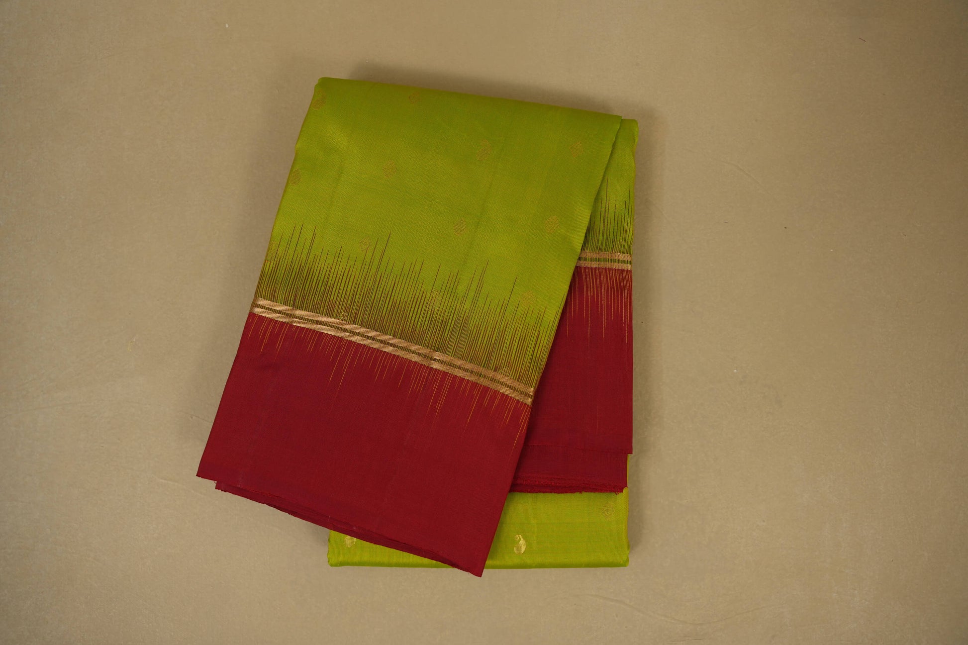 Fluorescent Green with Red Borders Light Weight Kanjivaram Silk Saree