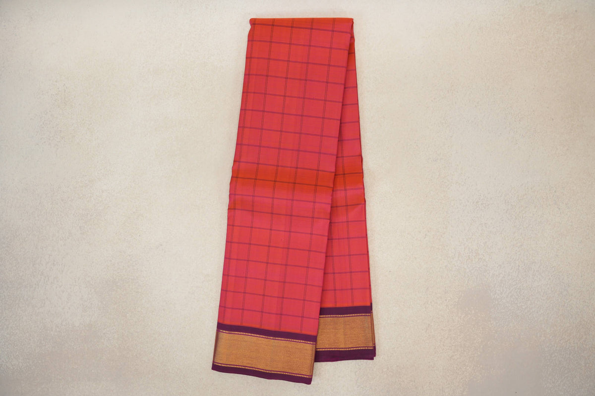 Dual Tone of Pink and Orange Vintage Kanjivaram Silk Saree online