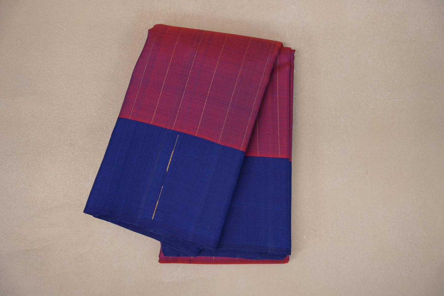Dual Tone of  Bright Red and Blue Vegan Kanjivaram Silk Saree by Shreenivas Silks PSSR019322