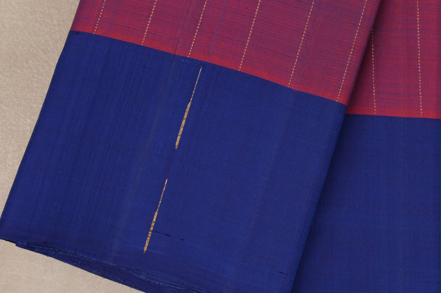 Dual Tone of  Bright Red and Blue Vegan Kanjivaram Silk Saree by Shreenivas Silks PSSR019322