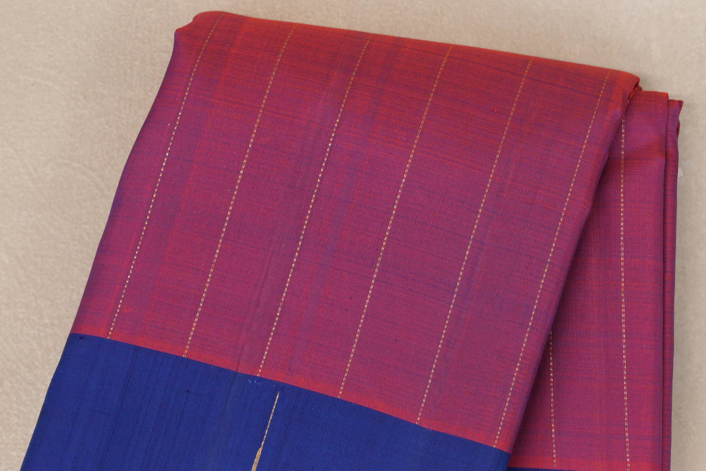 Dual Tone of  Bright Red and Blue Vegan Kanjivaram Silk Saree by Shreenivas Silks PSSR019322