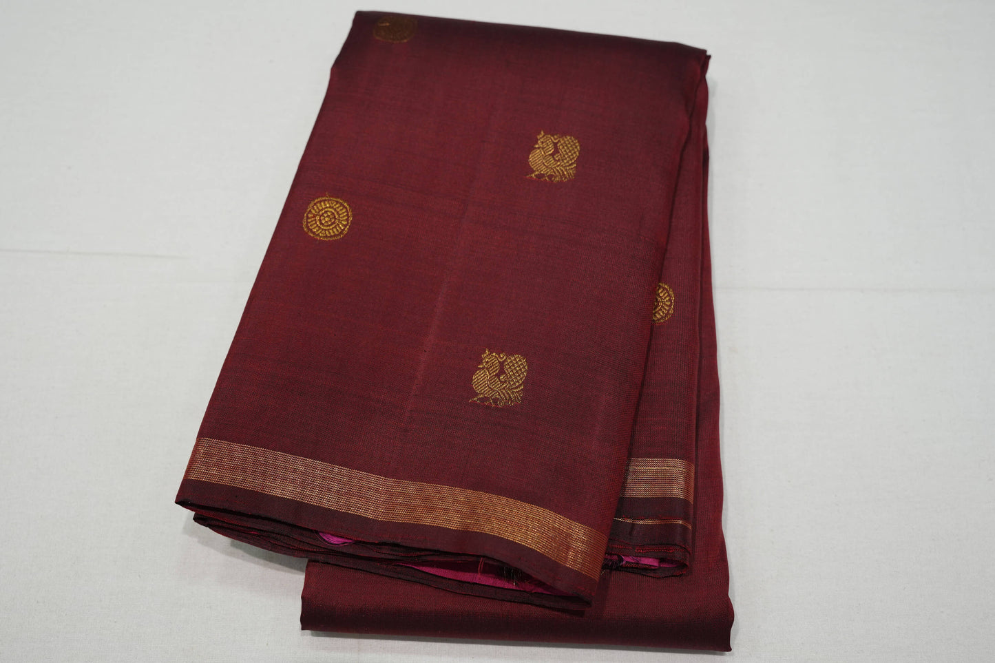 Dark maroon vintage kanchipuram silk saree