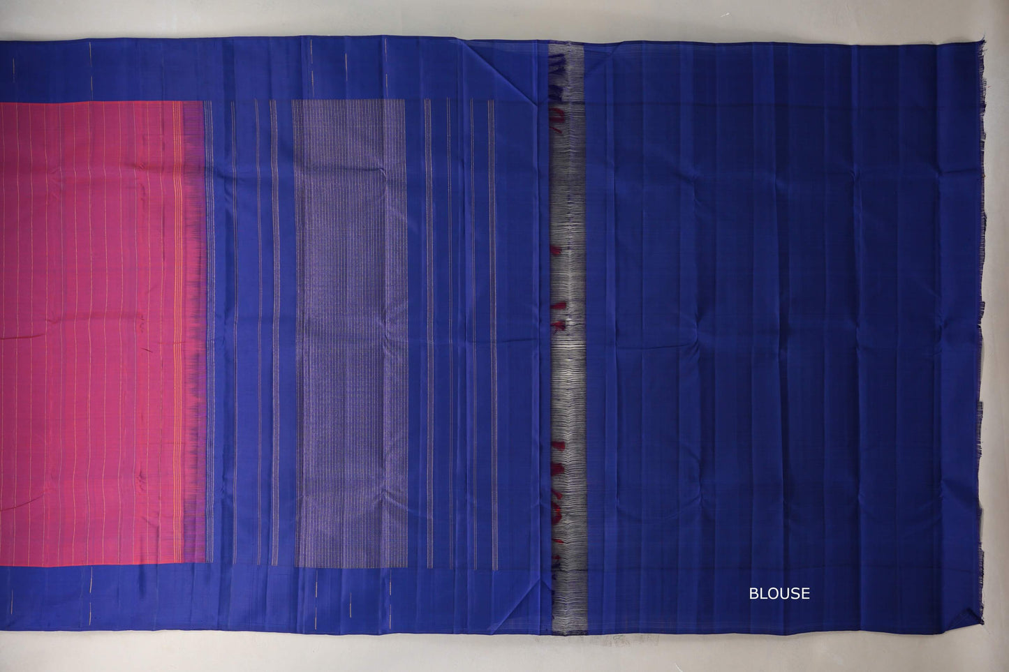 Dual Tone of  Bright Red and Blue Vegan Kanjivaram Silk Saree by Shreenivas Silks PSSR019322