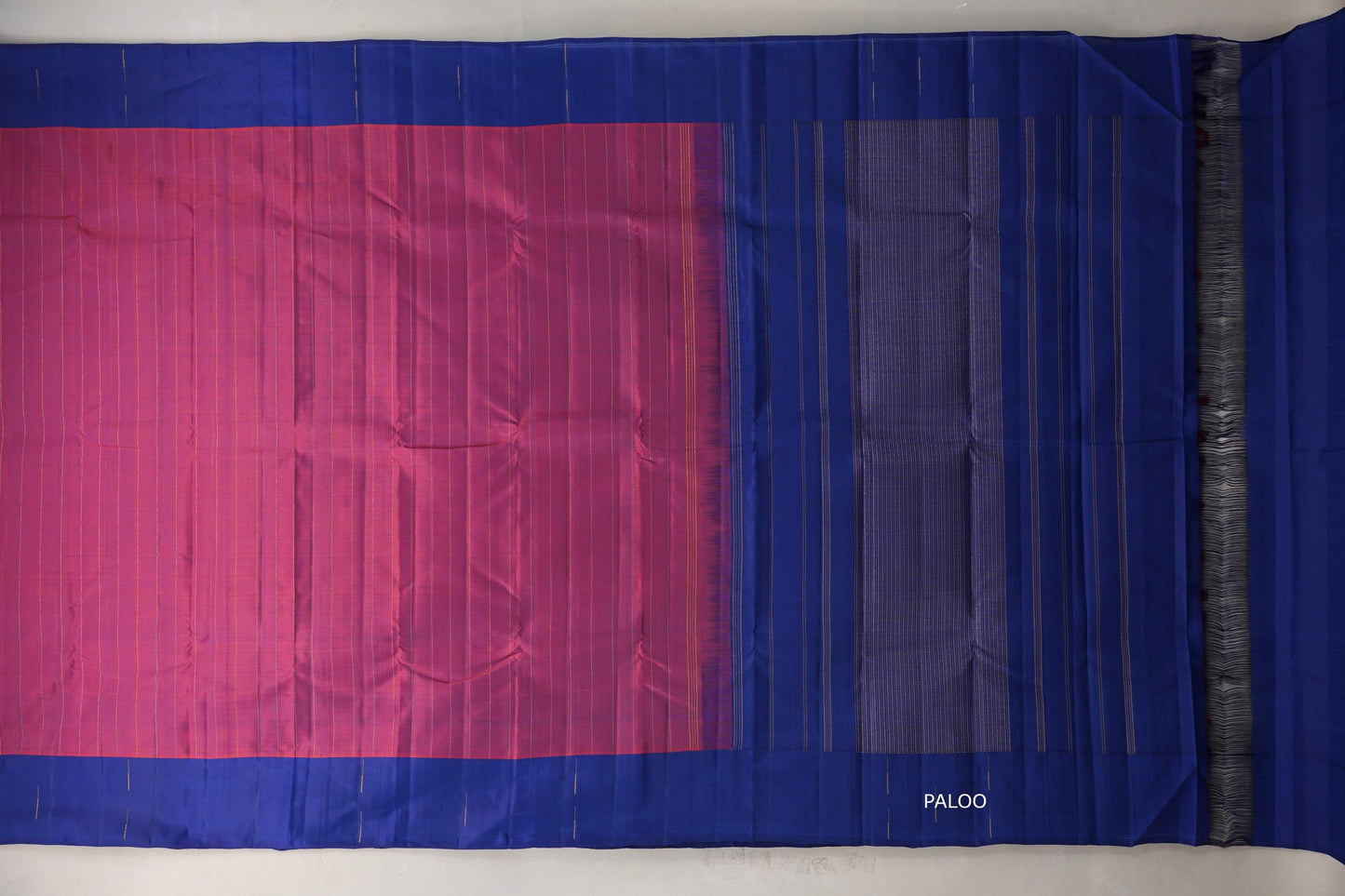 Dual Tone of  Bright Red and Blue Vegan Kanjivaram Silk Saree by Shreenivas Silks PSSR019322