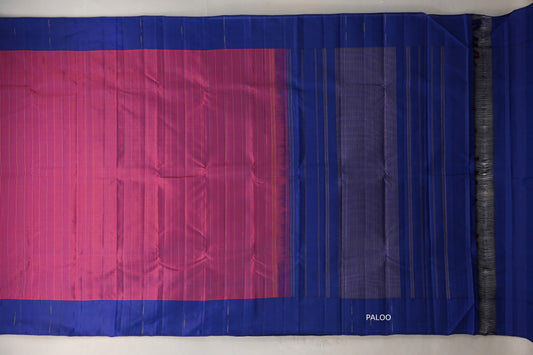 Dual Tone of  Bright Red and Blue Plant based Kanjivaram Silk Saree by Shreenivas Silks PSSR019322
