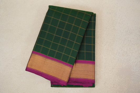 folded Deep Bottle Green Vintage Kanjivaram Silk Saree