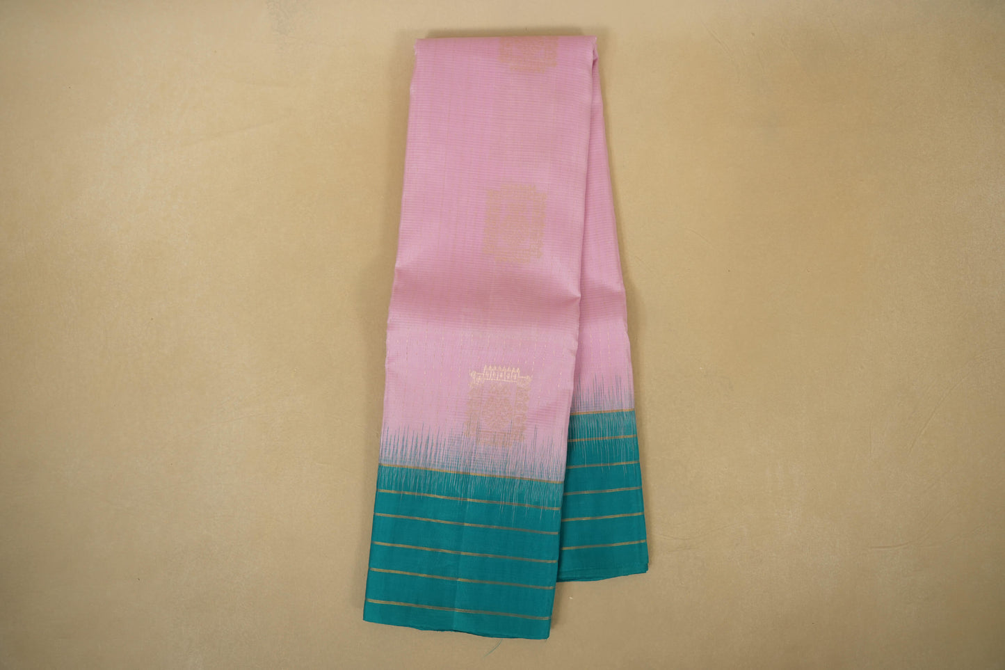 Online Baby Pink with Rama Blue Borders Light Weight Kanjivaram Silk Saree