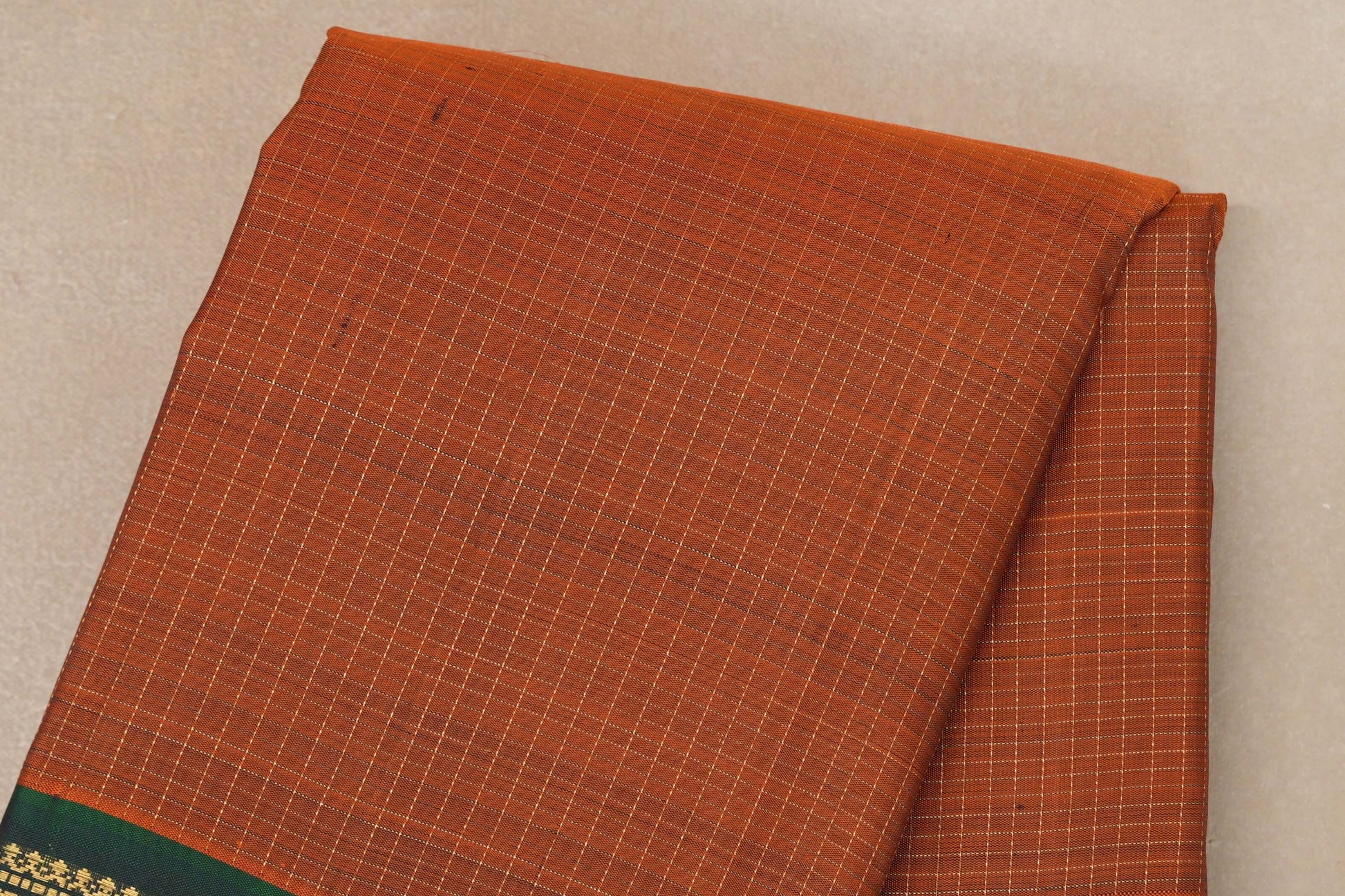 Burnt Orange with Bottle Green Borders Vintage Kanjivaram Silk Saree body
