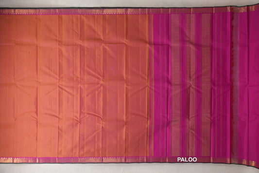 Dual Tone of Yellow and Pink Vintage Kanjivaram Silk Saree paloo