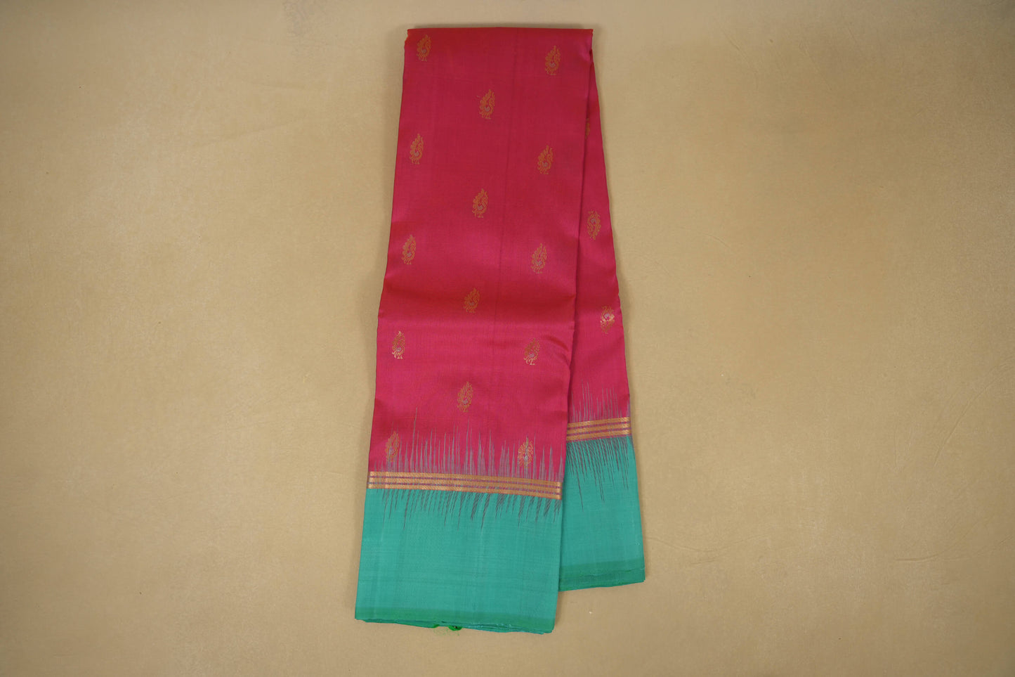 Online Peach Pink with Rama Blue Borders Light Weight Kanjivaram Silk Saree