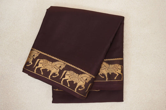 FOLDED Coffee Bean Brown Mysore Silk Saree