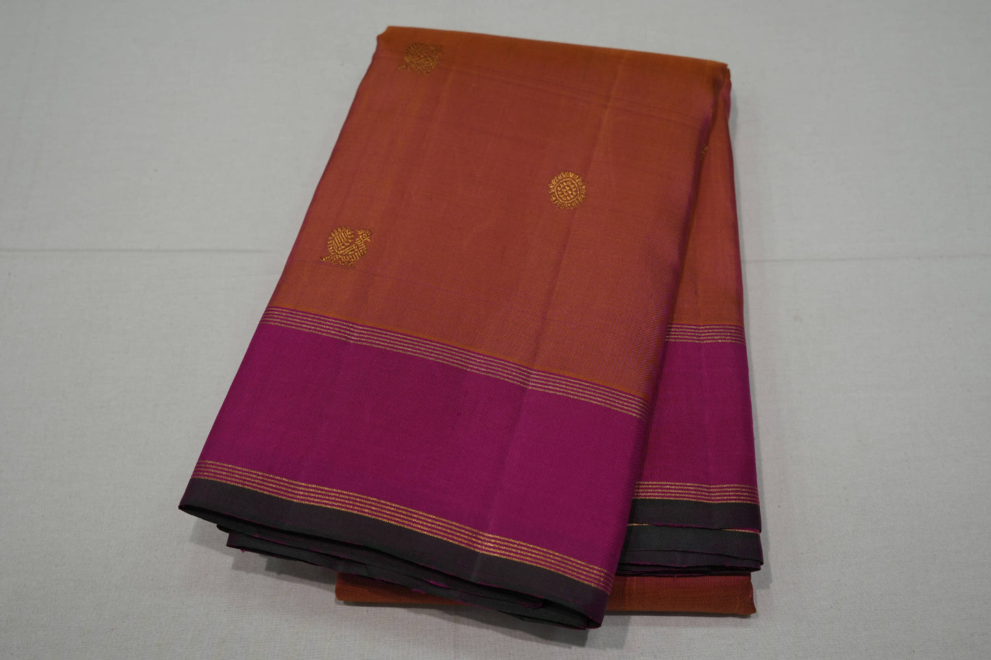 Pinkish orange vintage kanchipuram silk saree
