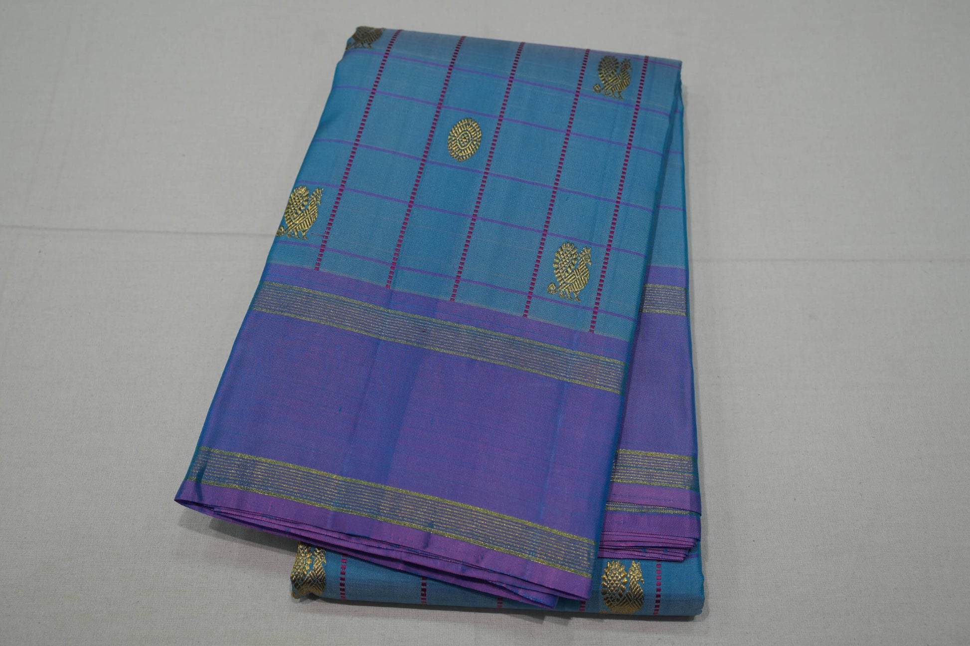 Sky blue vintage kanchipuram silk saree