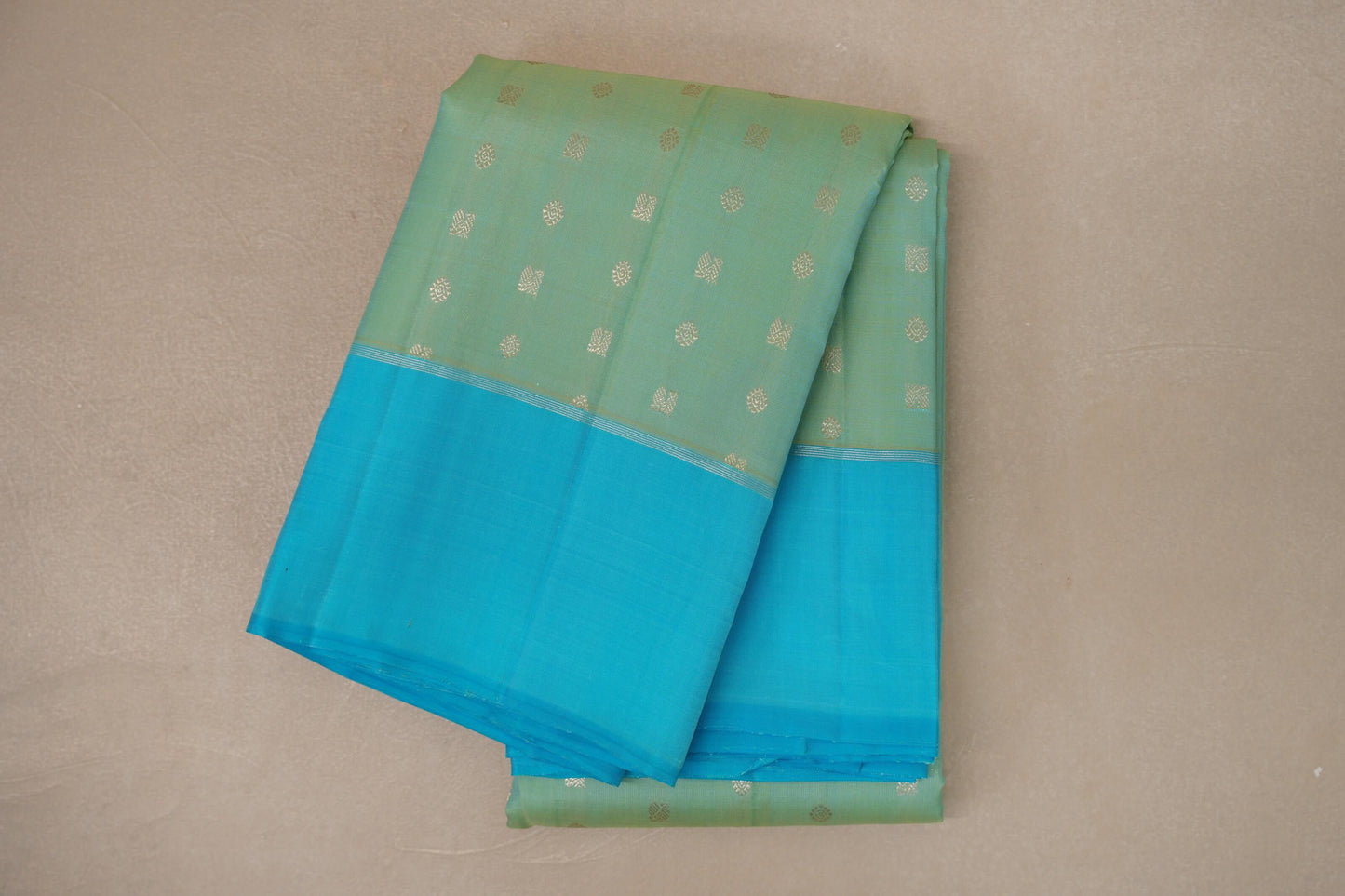 Dual Tone Mint Green and Aqua Blue Vintage Kanjivaram Silk Saree