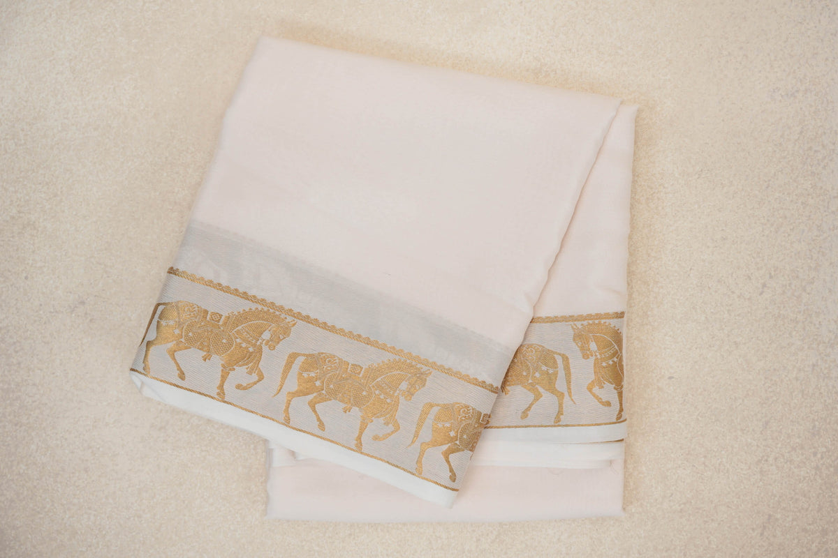 folded Off White Mysore Silk Saree