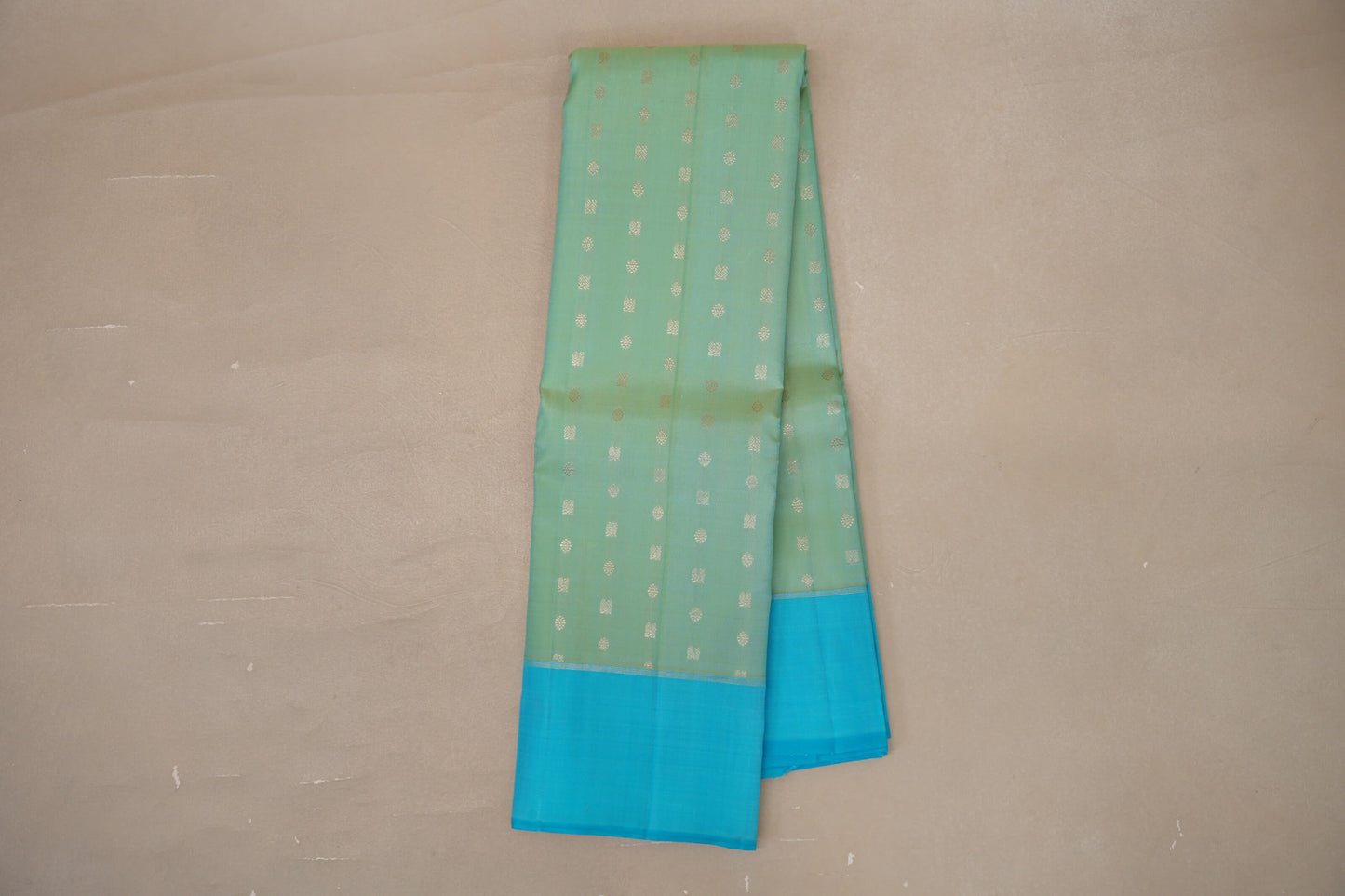 Online Dual Tone Mint Green and Aqua Blue Vintage Kanjivaram Silk Saree