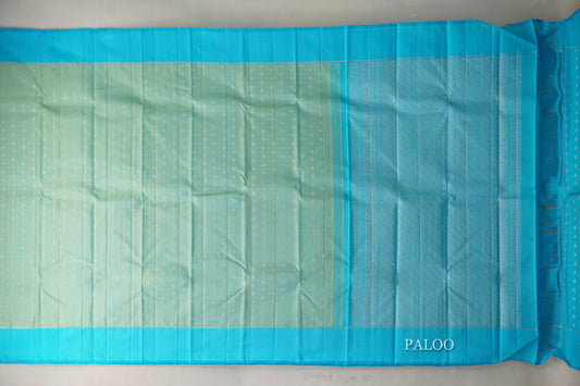 Dual Tone Mint Green and Aqua Blue Vintage Kanjivaram Silk Saree paloo