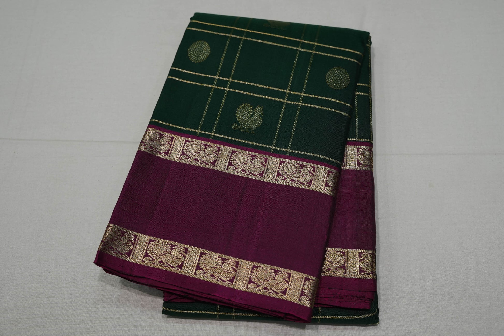 Bottle green vintage kanchipuram silk saree