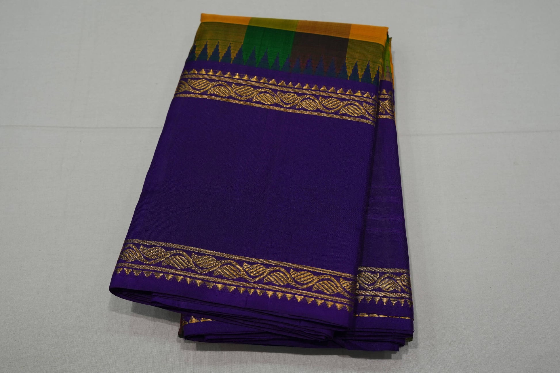 Multi-color vintage kanchipuram silk saree
