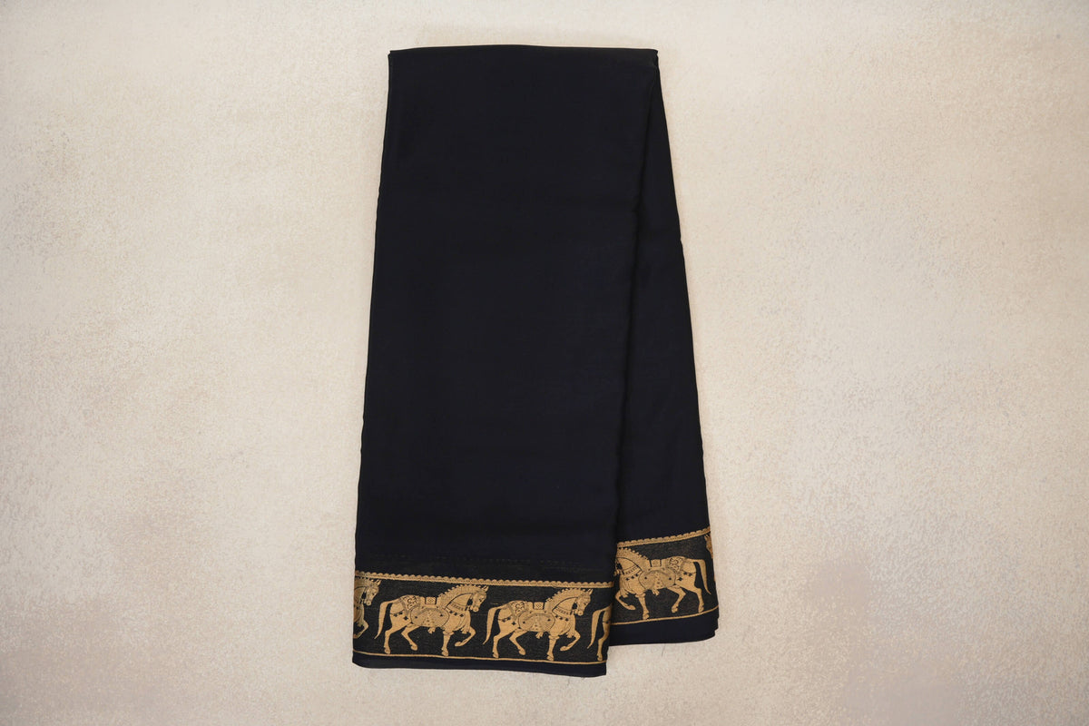 Jet Black Mysore Silk Saree  online