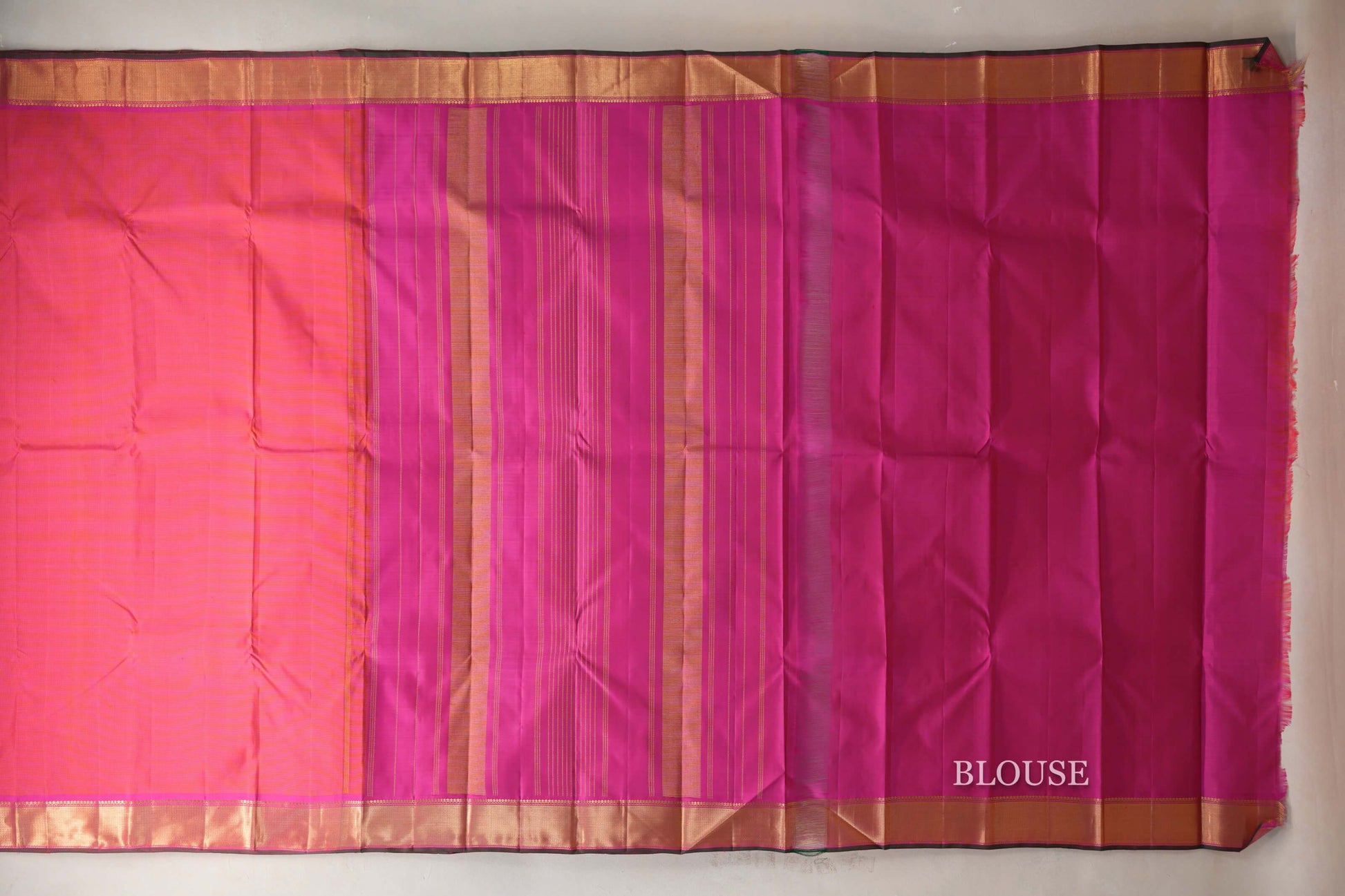 Bright Pink Vintage Kanjivaram Silk Saree blouse
