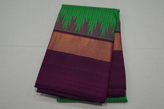 Parrot green vintage kanchipuram silk saree