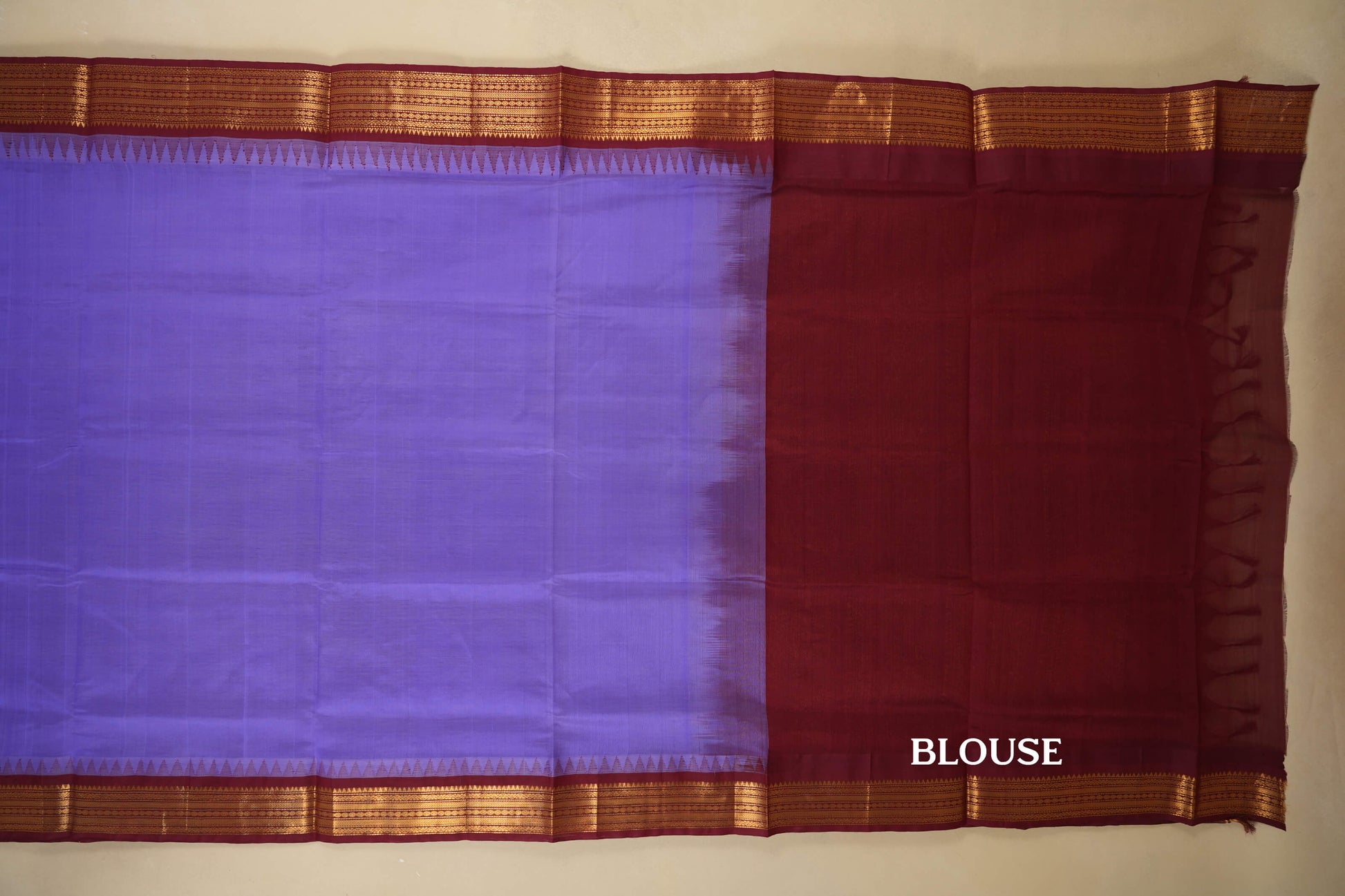 Lavender with Maroon Borders Silk Cotton Saree blouse