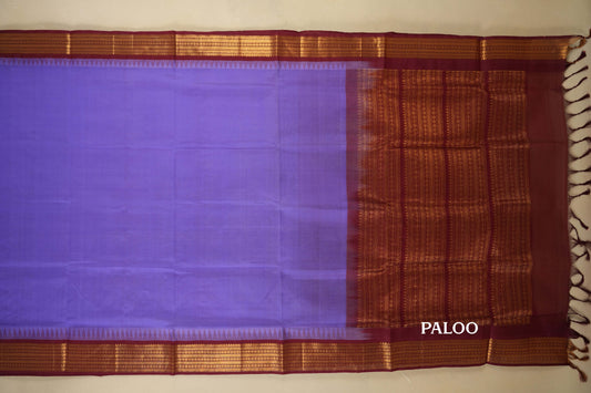 Lavender with Maroon Borders Silk Cotton Saree paloo