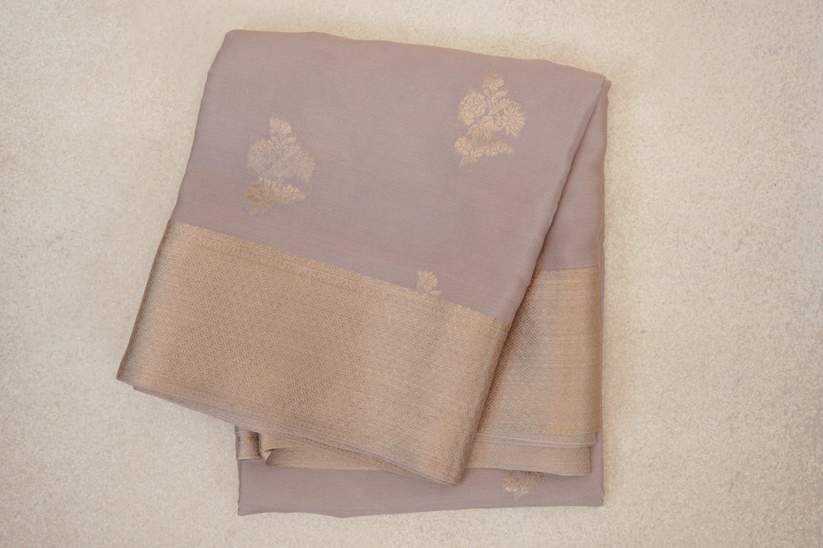 folded Dark Beige Mysore Silk Saree