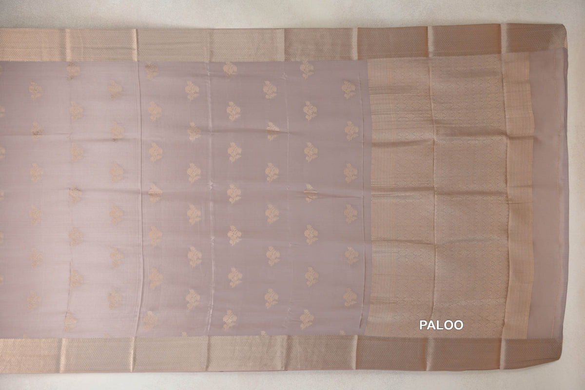 Dark Beige Mysore Silk Saree paloo