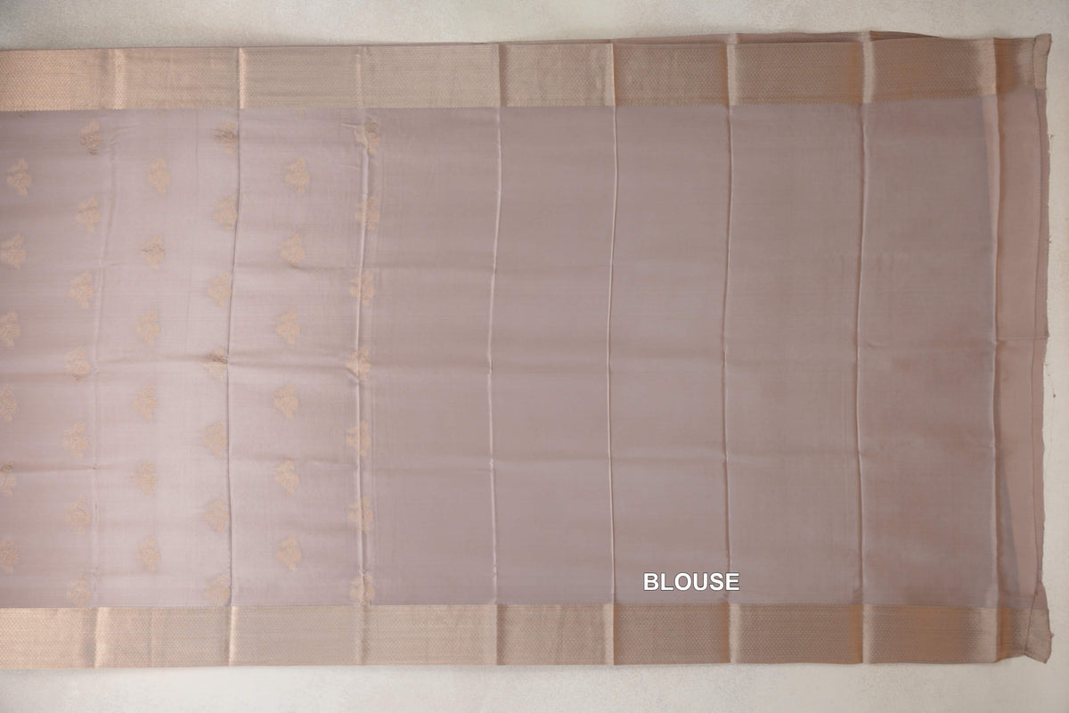 Dark Beige Mysore Silk Saree blouse