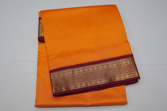 Mango yellow ten yards madisar silk saree