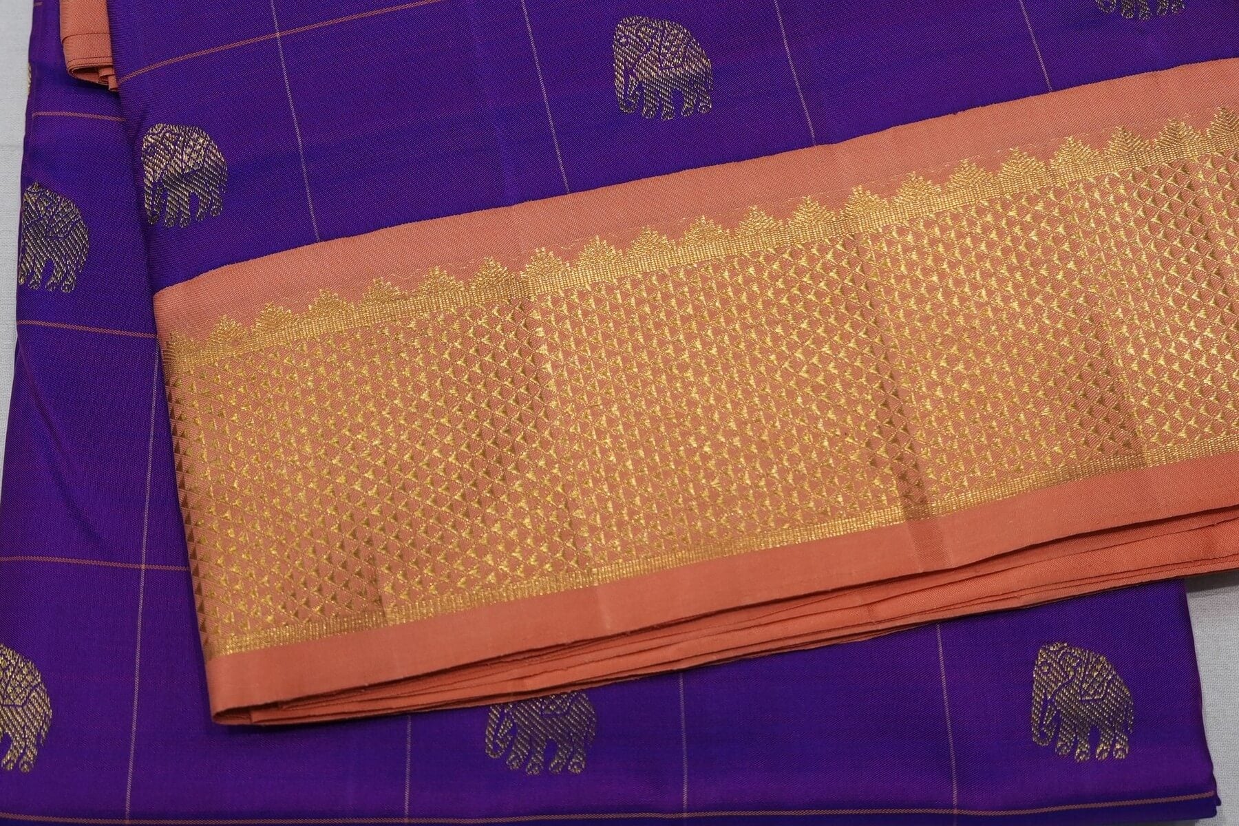 Checked ten yards madisar silk saree