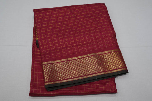 Maroon ten yards madisar silk saree
