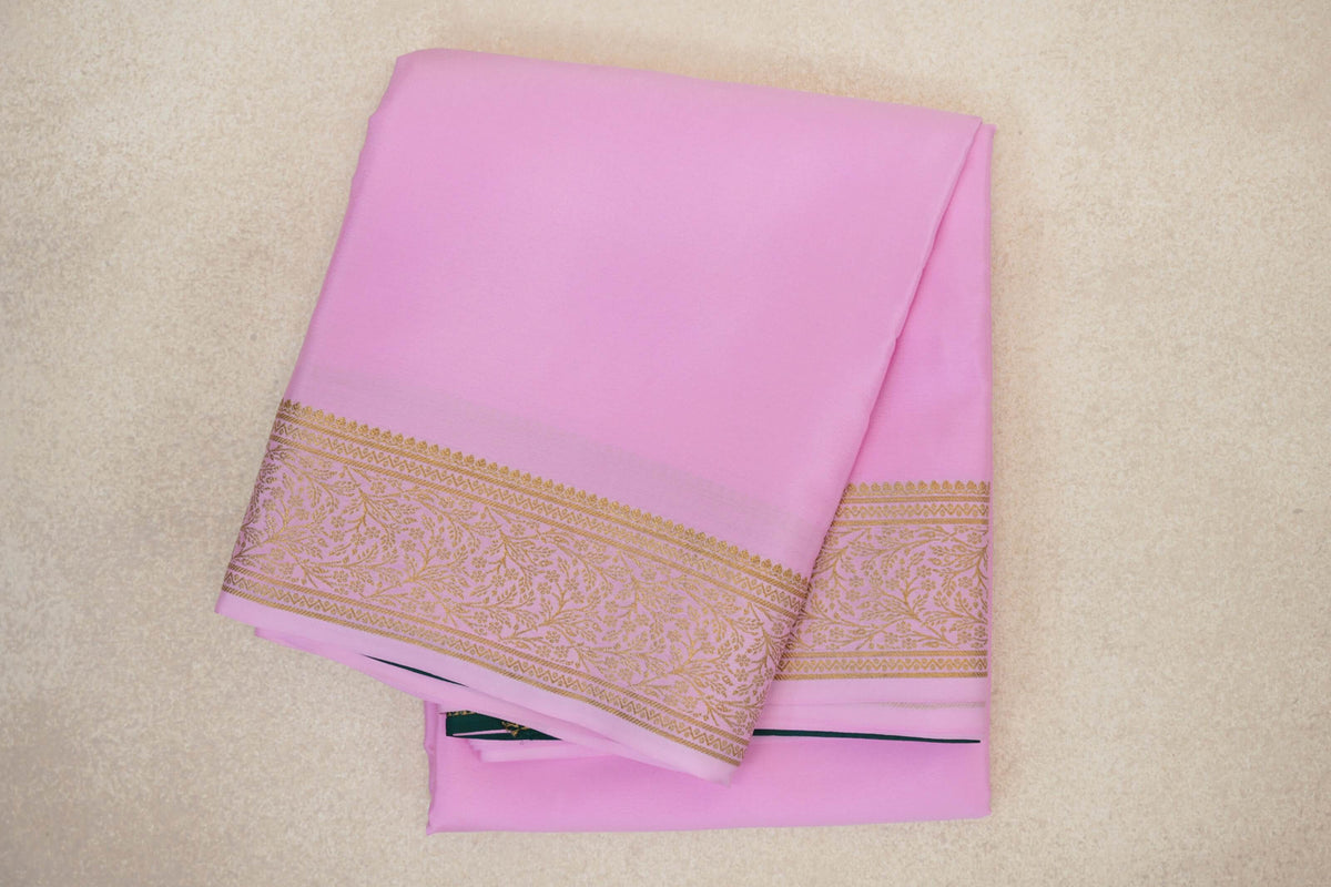 folded Baby Pink Mysore Silk Saree