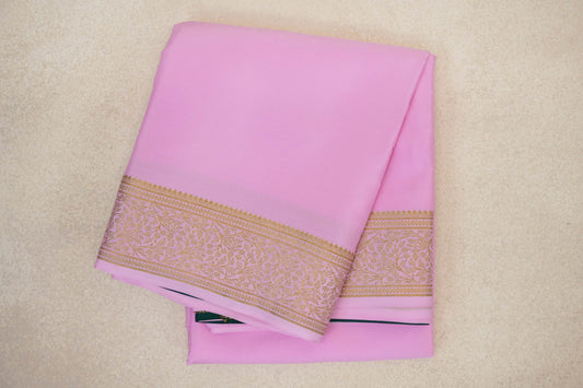 folded Baby Pink Mysore Silk Saree