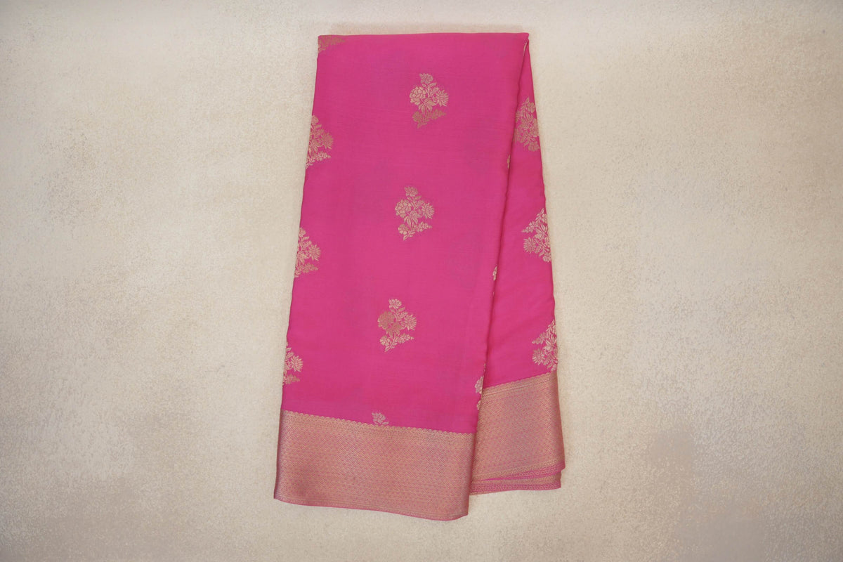 Bright Rose Pink Mysore Silk Saree by Shreenivas Silks  online
