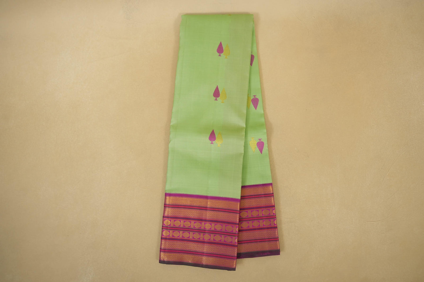 Pista Green with magenta Vintage Kanjivaram Silk Saree