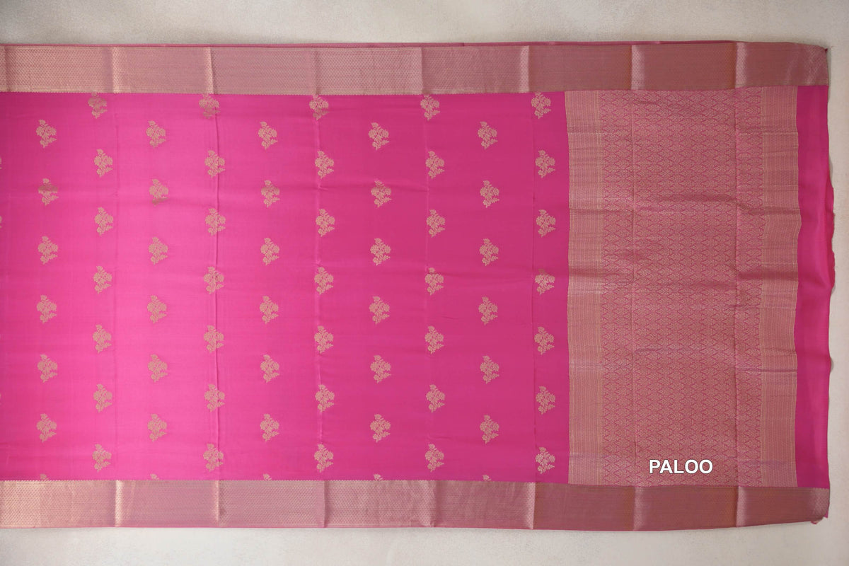 Bright Rose Pink Mysore Silk Saree by Shreenivas Silks  paloo