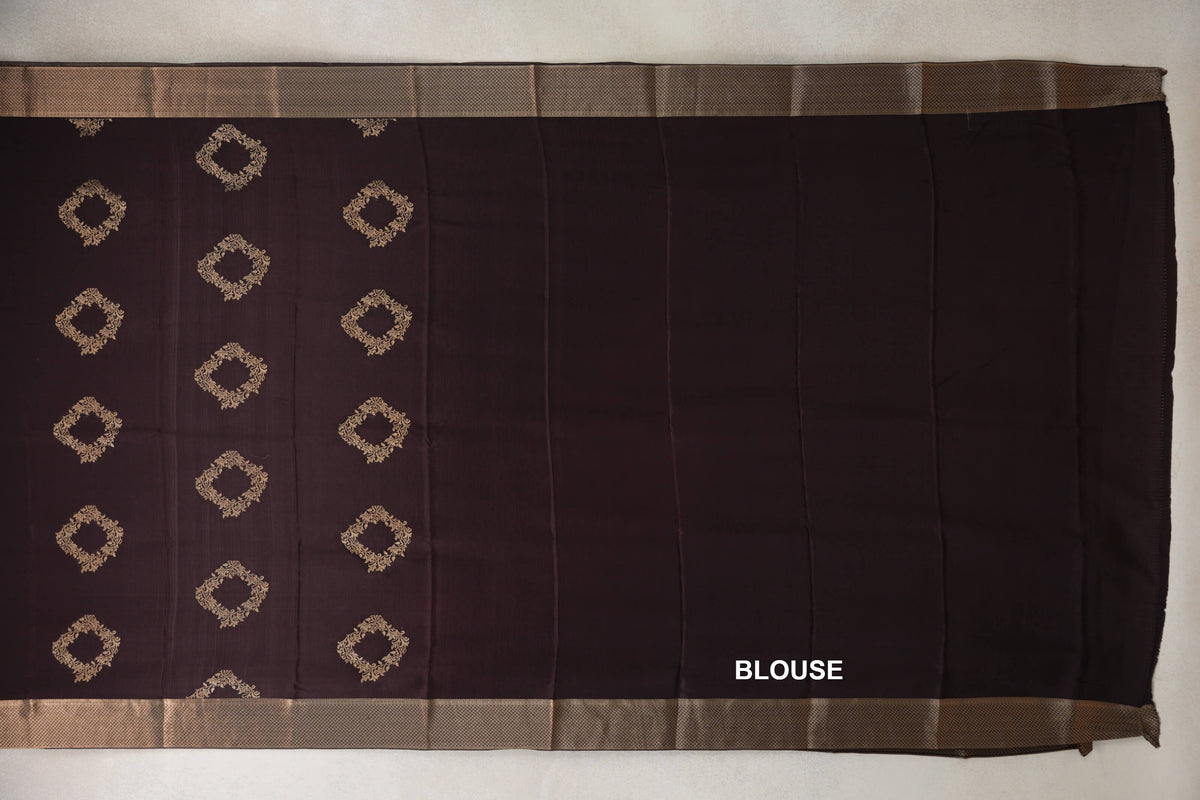 Coffee Bean Brown Mysore Silk Saree blouse