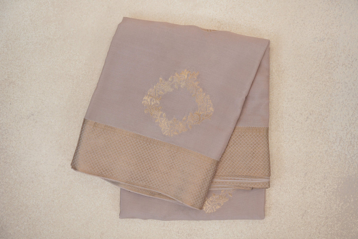 folded Light Sandal Beige Mysore Silk Saree