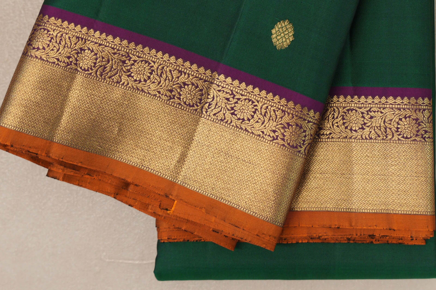Forest Green Vintage Kanjivaram Silk Saree borders