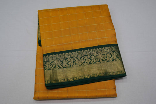 Lemon yellow ten yards madisar silk saree