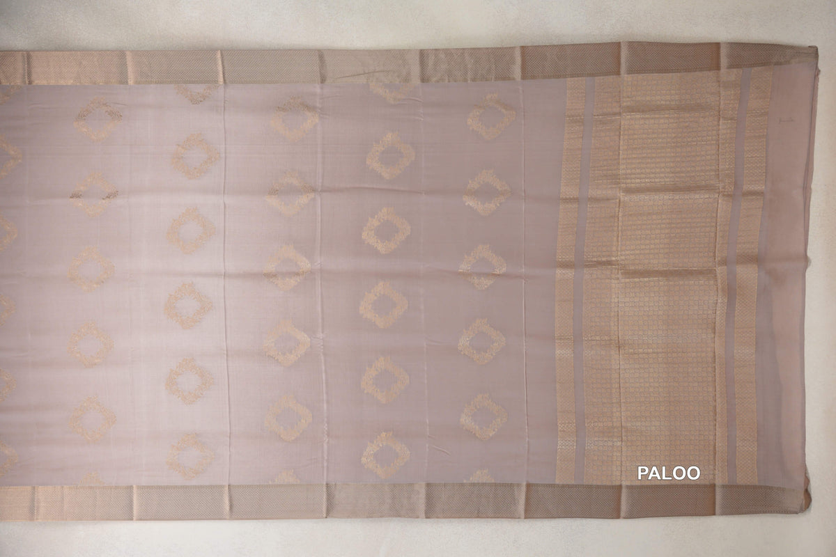 Light Sandal Beige Mysore Silk Saree paloo