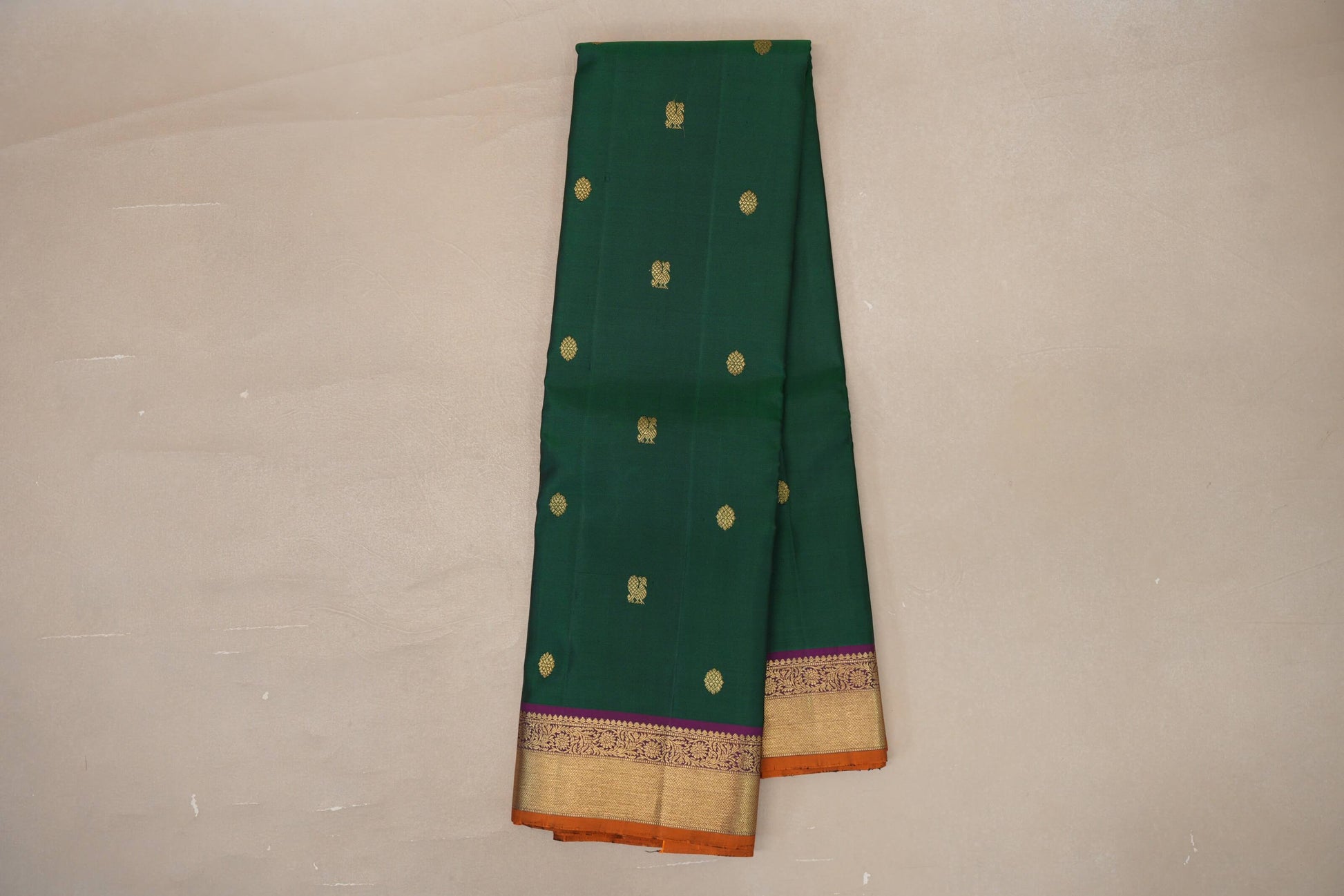 Online Forest Green Vintage Kanjivaram Silk Saree