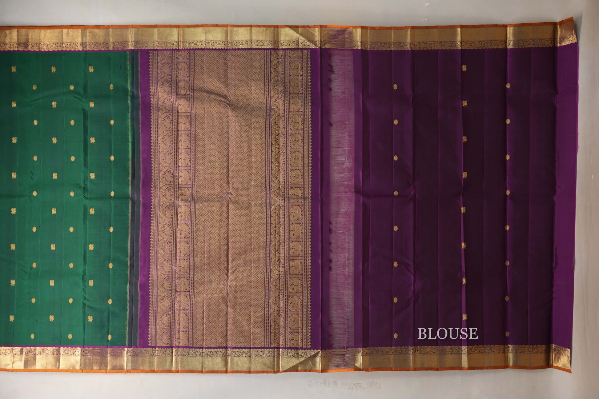 Forest Green Vintage Kanjivaram Silk Saree blouse