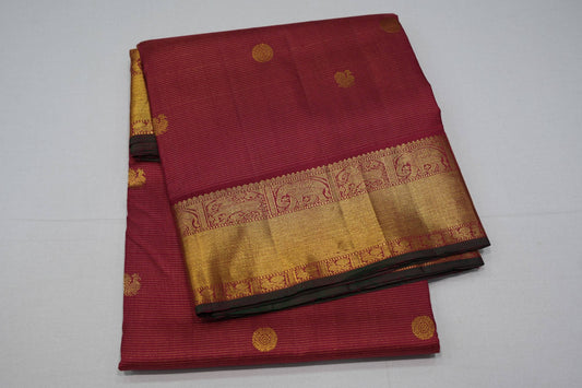 Maroon ten yards madisar silk saree