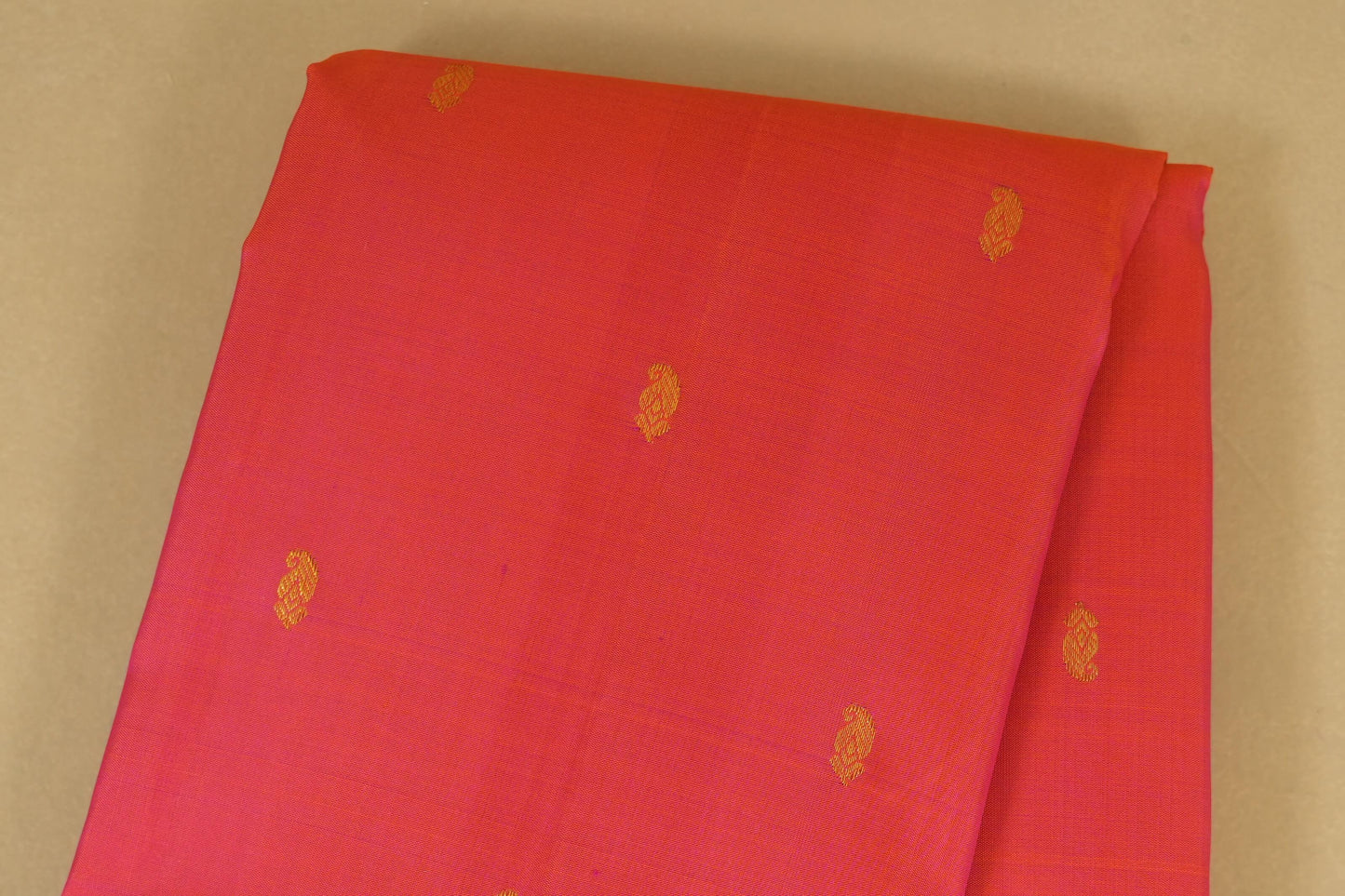Pinkish Orange with magenta borders Vintage Kanjivaram Silk Saree body