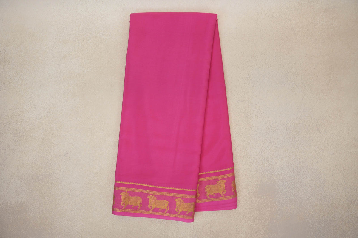 Bright Rose Pink Mysore Silk Sareeonline